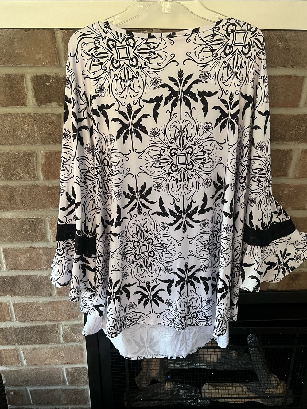 Ruby Rd. Black & White Floral Scroll Scoop Neck Blouse - Picture 3 of 3